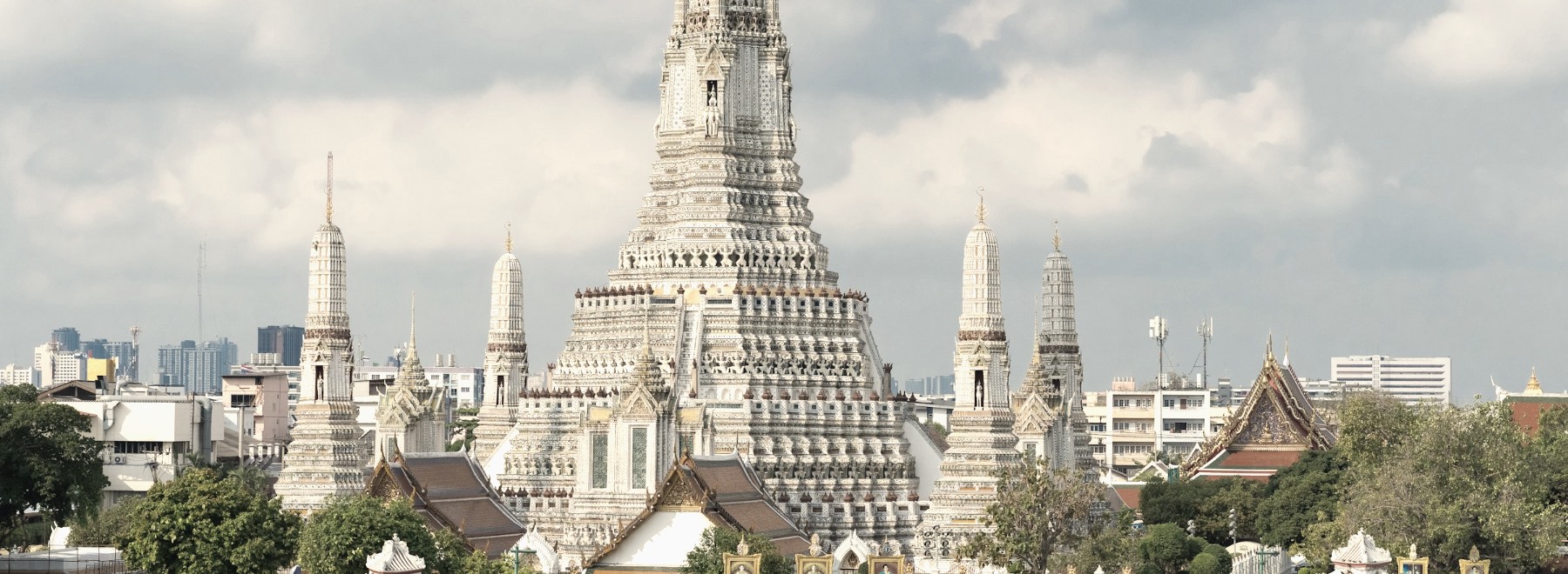 The riverside temple of Wat Arun in Bangkok, seen across the Chao Phraya